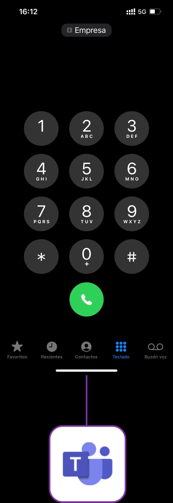 llamada teléfono centralita teams