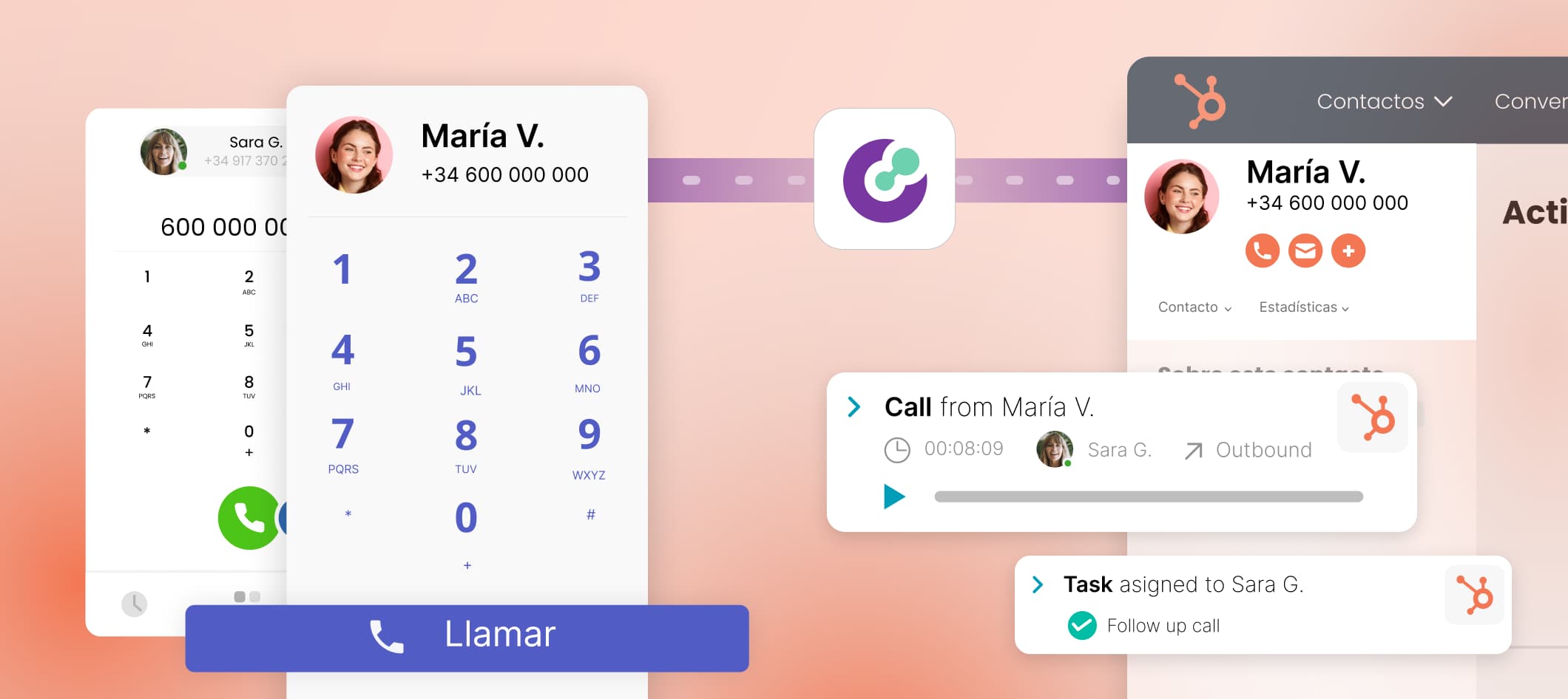 Centralita Virtual VoIP PBX HubSpot integration